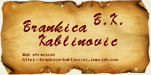 Brankica Kablinović vizit kartica